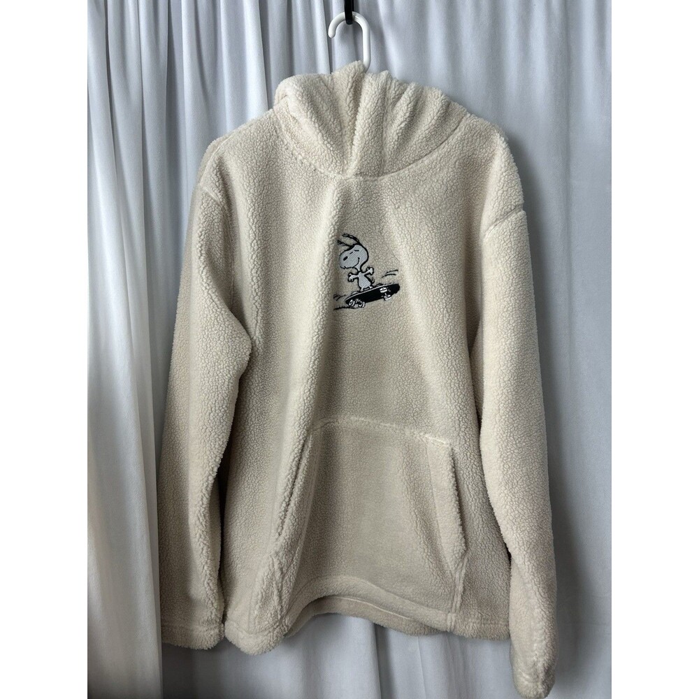 Rare VTG Peanuts H&M X Teddy Sherpa Fleece Hoodie Limited Edition Snoopy XL Mens - Picture 2 of 6